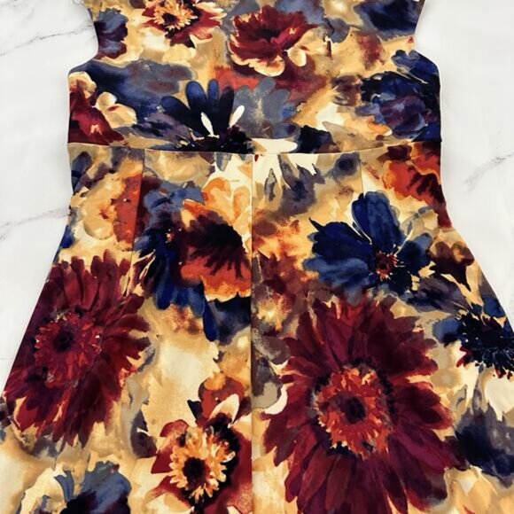 Lauren Ralph Lauren Draped Sheath Dress Size 12 Petite Yellow Blue Floral - Picture 8 of 9